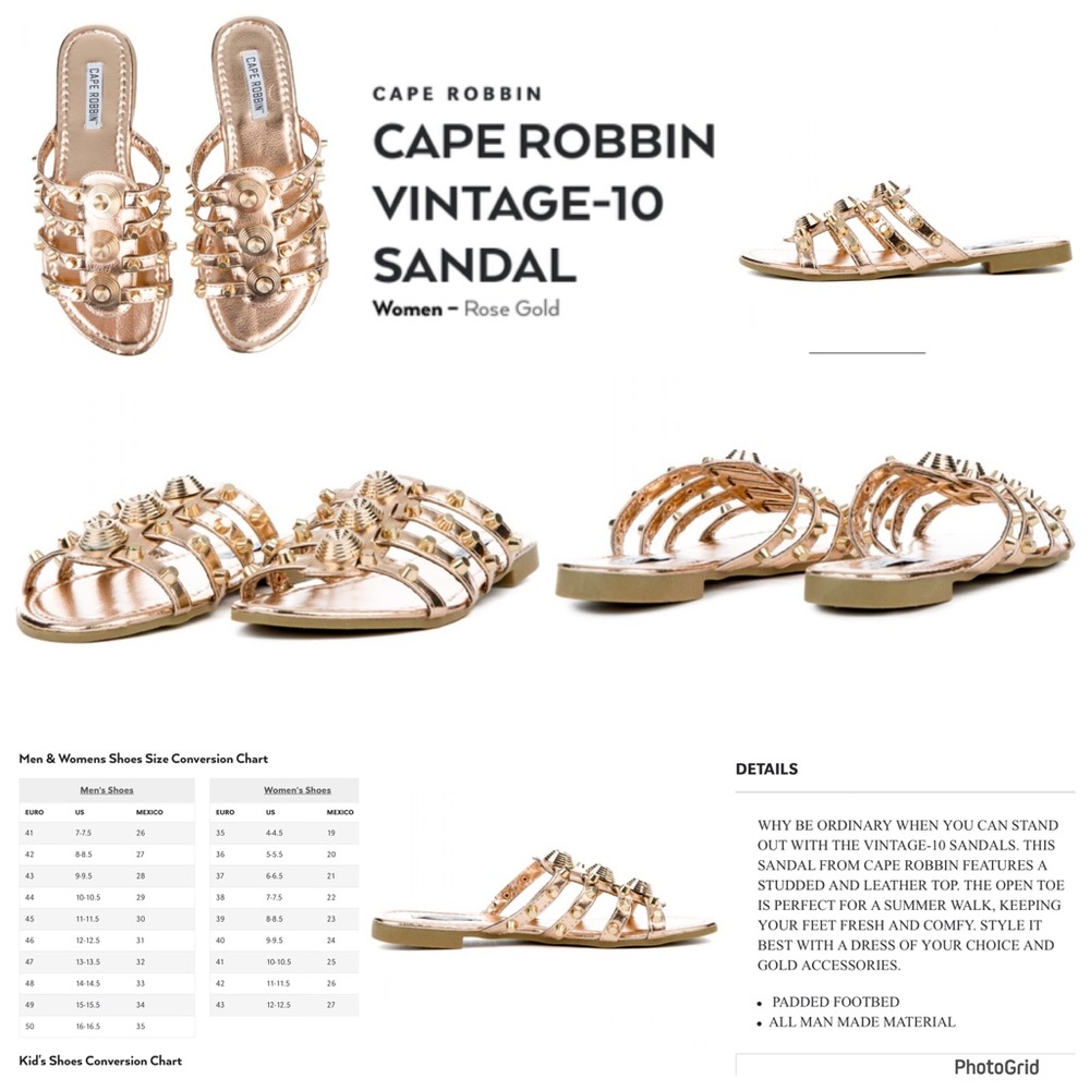 Cape Robbin size 6 rose gold vintage-10 sandals NWT